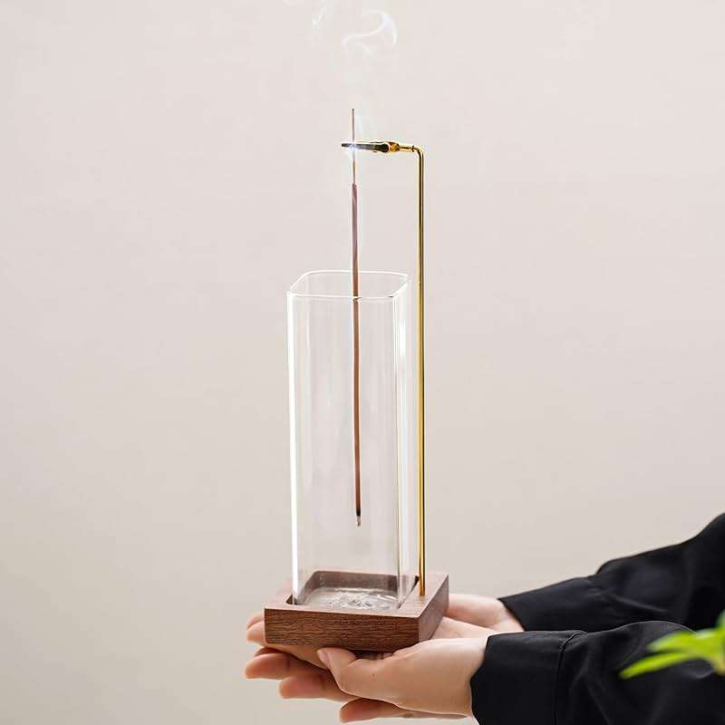 Ceremony Incense Holder, Wooden Incense Holder for Sticks with Glass Ash Catcher, Anti-ash Incense Burner with 20 Incense Sticks and a Ash Brush for Meditation Yoga Spa Room Decor - Image 7