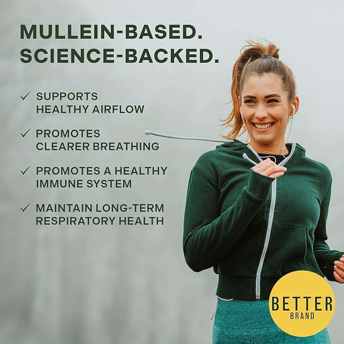 Betterbrand Mullein Chewable Gummies for Lung Cleanse and Detox, Respiratory Health Supplement, 2000mg Mullein Extract per Serving, 50:1 Extract - 30 Day Supply - Pear Flavored - Image 4