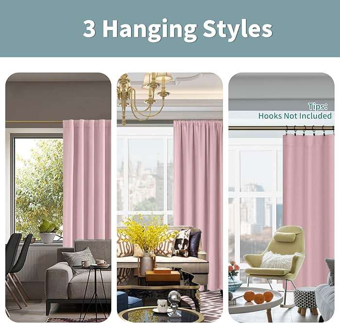 BGment Full Blackout Curtains with Thermal Insulation Liner Curtains 95 Inches Long, Rod Pocket and Back Tab Double Layer Room Darkening Window Curtain for Bedroom(52 x 95 Inch, 2 Panels, Pink) - Image 4