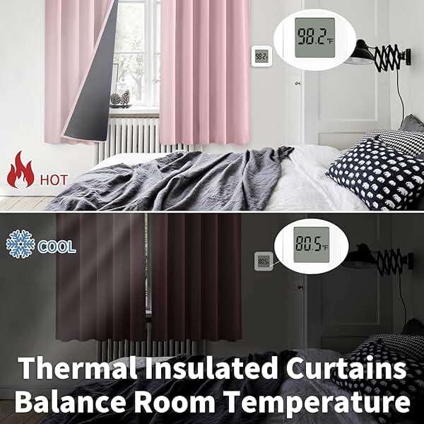 BGment Full Blackout Curtains with Thermal Insulation Liner Curtains 95 Inches Long, Rod Pocket and Back Tab Double Layer Room Darkening Window Curtain for Bedroom(52 x 95 Inch, 2 Panels, Pink) - Image 7