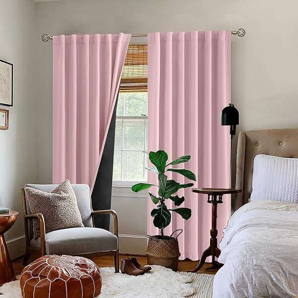 BGment Full Blackout Curtains with Thermal Insulation Liner Curtains 95 Inches Long, Rod Pocket and Back Tab Double Layer Room Darkening Window Curtain for Bedroom(52 x 95 Inch, 2 Panels, Pink) - Image 10
