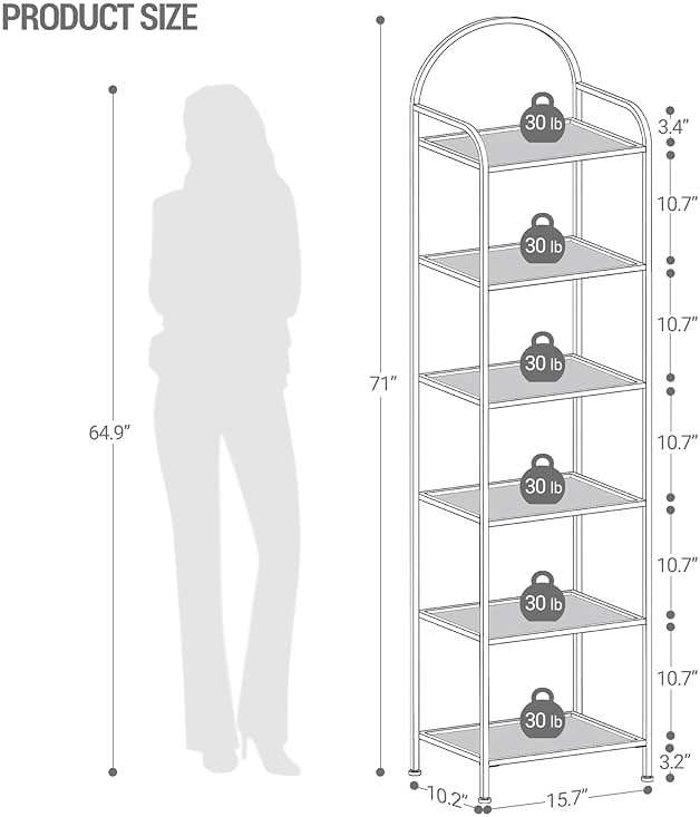 Hzuaneri Bookcase Bookshelf, Tempered Glass Bookshelves, Slim Shelving Unit for Bedroom, Bathroom, Home Office, Steel Frame, 6 Tier Gold BC10601G - Image 2