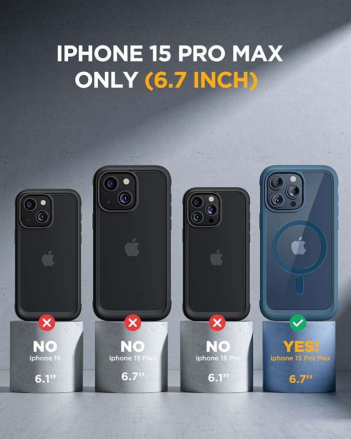 Miracase Magnetic for iPhone 15 Pro Max Case 6.7'' [Compatible with Magsafe] Full-Body Drop Proof Phone Case for iPhone 15 Pro Max with Built-in 9H Tempered Glass Screen Protector,Blue - Image 2
