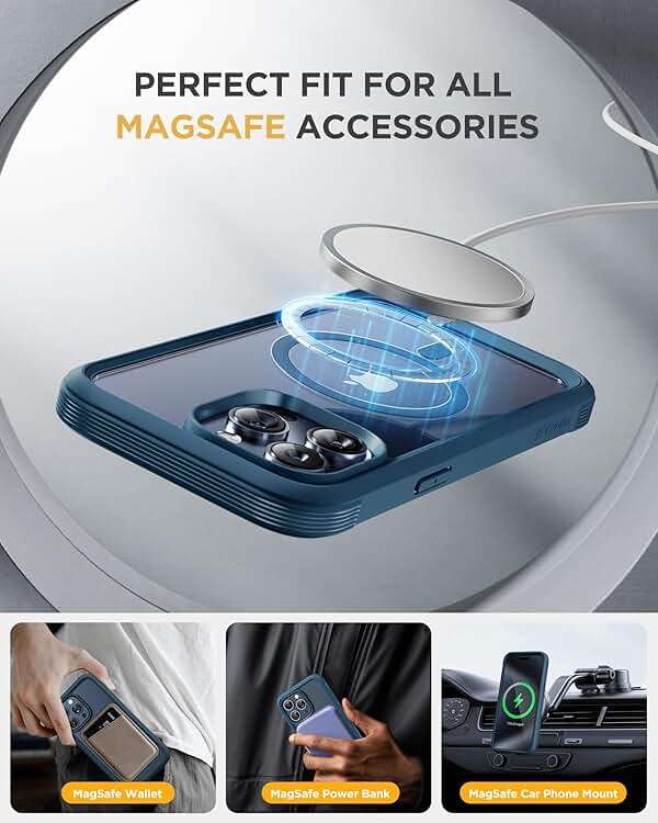 Miracase Magnetic for iPhone 15 Pro Max Case 6.7'' [Compatible with Magsafe] Full-Body Drop Proof Phone Case for iPhone 15 Pro Max with Built-in 9H Tempered Glass Screen Protector,Blue - Image 6