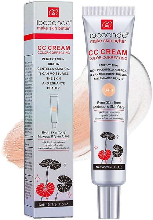 Hydrating CC Cream Foundation with Centella Asiatica Multi-Purpose Pre-makeup Primer Moisturizing Facial Concealer Sunscreen Full-Coverage CC Cream with SPF 25 (02) - Image 1