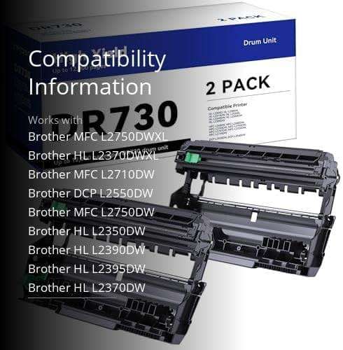 iNKPAD DR730 Drum Unit Compatible Replacement for DR-730 Drum Units to use with MFC-L2710DW MFC-L2750DW HL-L2390DW HL-L2395DW HL-L2350DW DCP-L2550DW HL-L2370DW Printers (2 Drum, NOT Toner) - Image 3