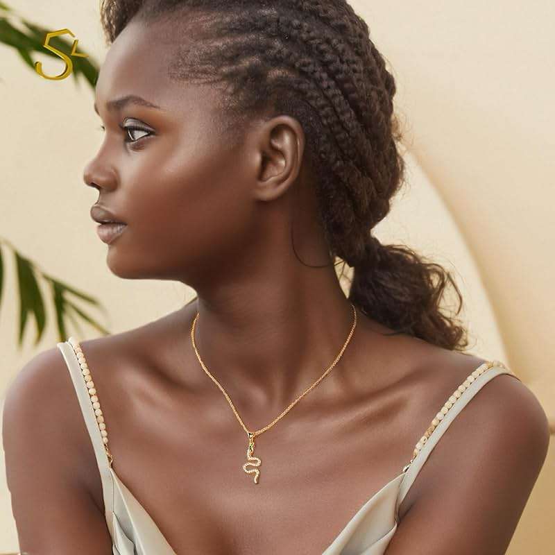 S.L JEWELERY Snake Necklace Dainty Pendant With Cubic Zirconia, Layered Choker, Punk Animal Jewelry, Cool Wedding High Jewelry Party for Women Teen Friends - Image 2