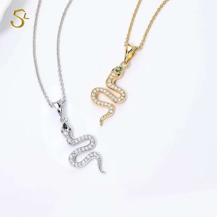 S.L JEWELERY Snake Necklace Dainty Pendant With Cubic Zirconia, Layered Choker, Punk Animal Jewelry, Cool Wedding High Jewelry Party for Women Teen Friends - Image 5
