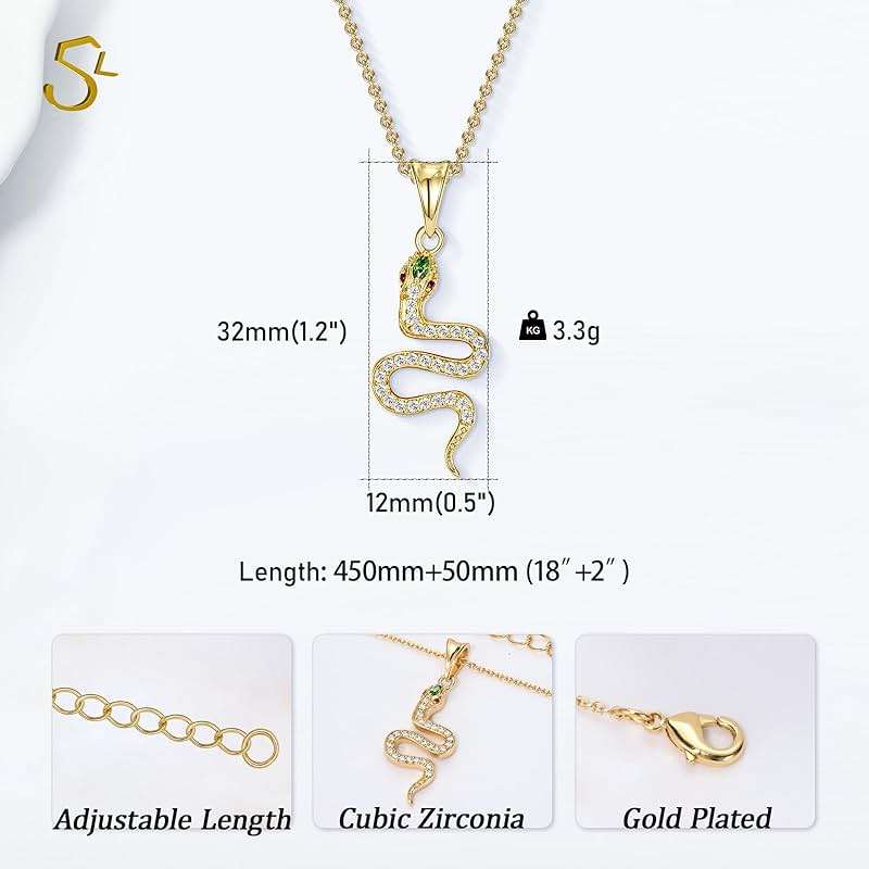 S.L JEWELERY Snake Necklace Dainty Pendant With Cubic Zirconia, Layered Choker, Punk Animal Jewelry, Cool Wedding High Jewelry Party for Women Teen Friends - Image 6