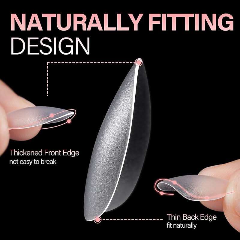 AILLSA Short Almond Nail Tips 450PCS Acrylic Gel Double-sided Matte Clear Pre-Buff Gel Nail Tips No Need Base Coat Press on Nails Tips for Extension 15 Sizes - Image 4