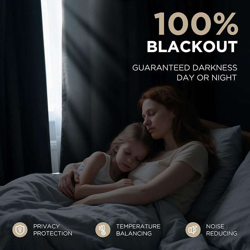 Joydeco Black 100% Blackout Curtains 84 Inch 2 Panels, Luxury Thermal Insulated Black Velvet Curtains for Bedroom Living Room, Soundproof Blackout Window Drapes, Rod Pocket & Back Tab (52W x 84L) - Image 4