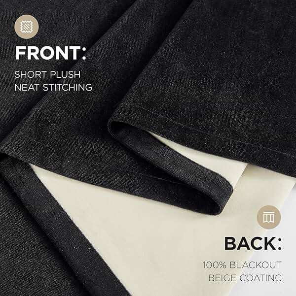 Joydeco Black 100% Blackout Curtains 84 Inch 2 Panels, Luxury Thermal Insulated Black Velvet Curtains for Bedroom Living Room, Soundproof Blackout Window Drapes, Rod Pocket & Back Tab (52W x 84L) - Image 9