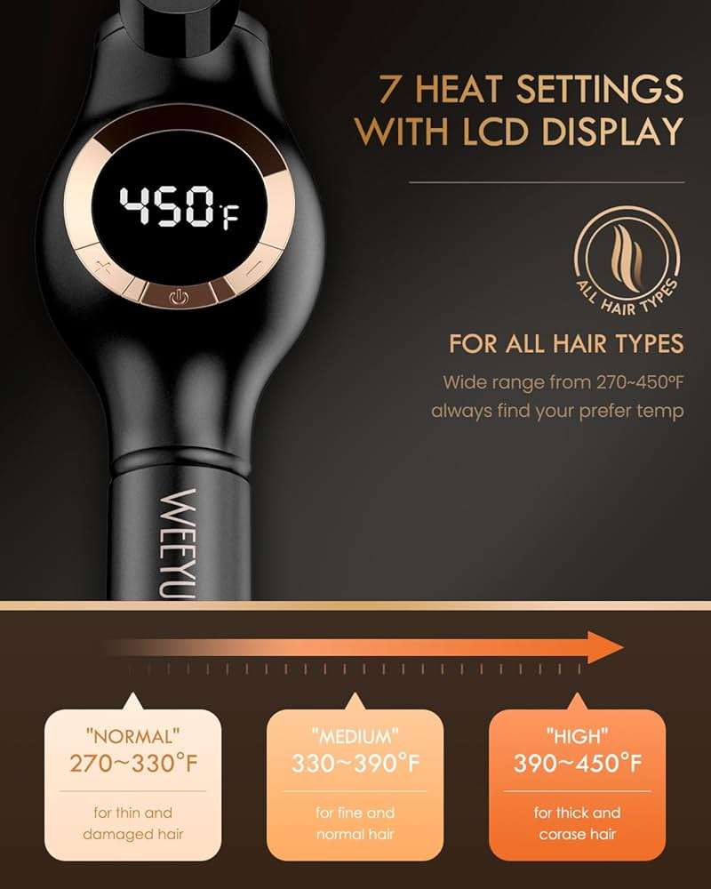 Large Curling Iron 2 Inch, Ceramic Long Barrel Hair Curling Wand, Hair Styling Tool, Dual Voltage, LCD Display, Black - Image 3