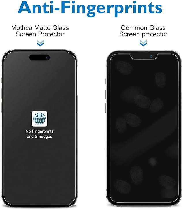 Mothca 2 Pack Matte Glass Screen Protector for iPhone 15 Pro [6.1 inch] + 2 Pack Camera Lens Protector, Anti-Glare & Anti-Fingerprint Case Friendly Tempered Glass Film, Bubble Free, Smooth as Silk - Image 3