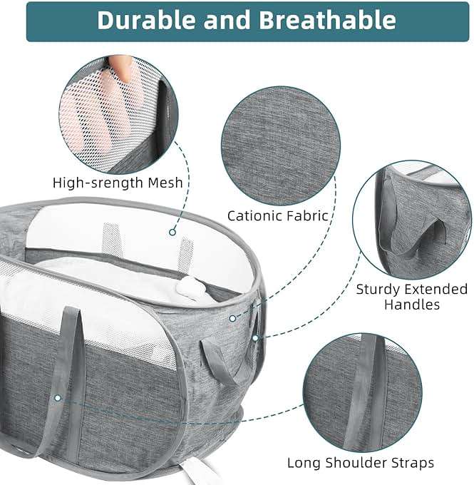 Collapsible Laundry Baskets, Tear Proof Pop Up Laundry Hamper with Dual Handles, Durable Foldable Laundry Basket, Easy to Carry Laundry Hamper for Home, Laundry Room, Bedroom, Dorm, Travel Grey - Image 4