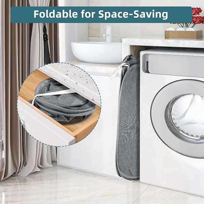 Collapsible Laundry Baskets, Tear Proof Pop Up Laundry Hamper with Dual Handles, Durable Foldable Laundry Basket, Easy to Carry Laundry Hamper for Home, Laundry Room, Bedroom, Dorm, Travel Grey - Image 5