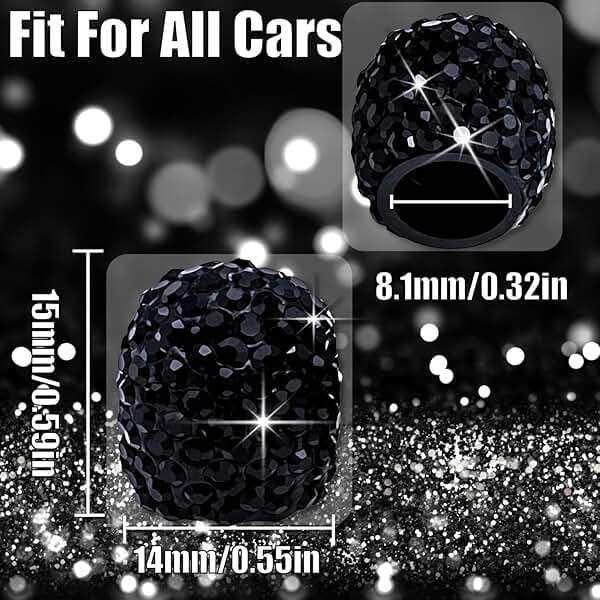 MEAJOO 4PCS Bling Crystal Diamond Tire Stem Valve Caps, Dustproof Car Wheel Tire Valve Caps Universal Tire Valve Stem Covers for Cars, SUV, Trucks, Bikes, Motorcycles, Bicycles (Black) - Image 2
