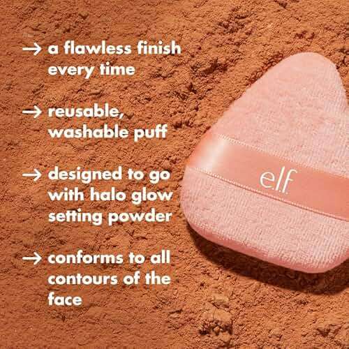 e.l.f. Halo Glow Powder Puff, Soft, Reusable Powder Puff For Applying Loose Or Pressed Powders, Easily Conforms To The Face, Vegan & Cruelty-free - Image 3