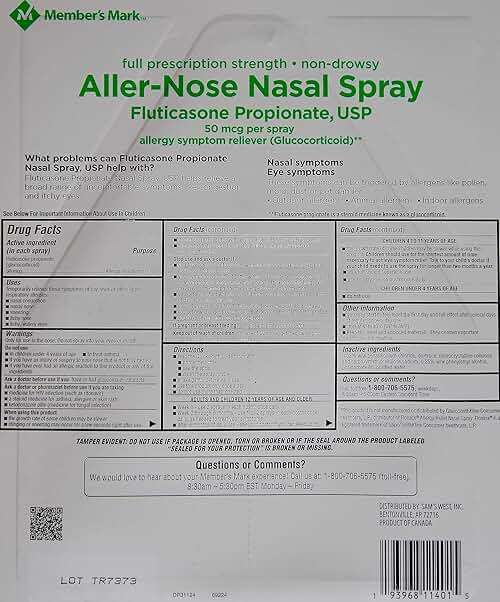 Members Mark Aller-Nose Fluticasone Propinate 50mcg Nasal Spray, 3.72 FL OZ - Image 2