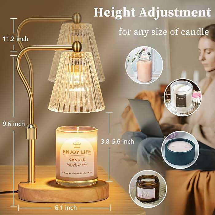 seenlast Candle Warmer Lamp with Timer Dimmer Adjustable Height for New Home Bedroom, Vintage Home Decor for Scented Jar - Image 2