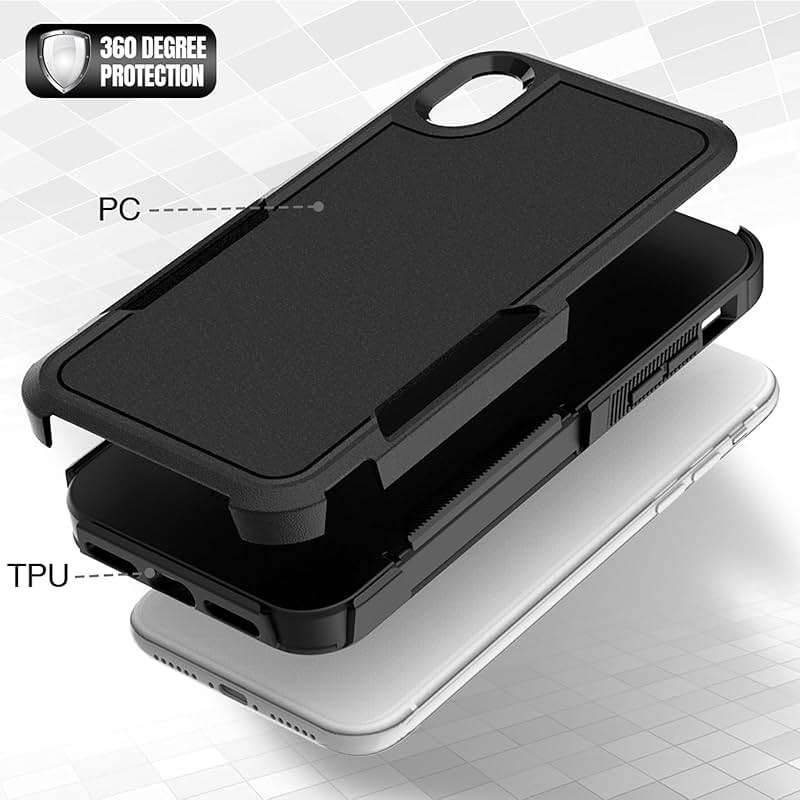 for iPhone XR Case: Dual Layer Protective Heavy Duty Cell Phone Case Shockproof Rugged Bumper Tough with Screen Protector - 16ft Military Grade Drop Tested for Appple iPhone XR (6.1 inch), Black - Image 5