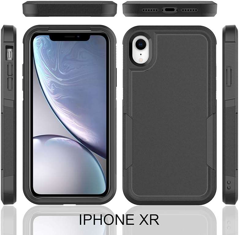 for iPhone XR Case: Dual Layer Protective Heavy Duty Cell Phone Case Shockproof Rugged Bumper Tough with Screen Protector - 16ft Military Grade Drop Tested for Appple iPhone XR (6.1 inch), Black - Image 9