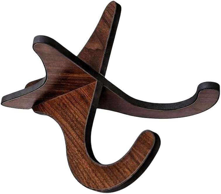 Aebor Portable Wooden Ukelele Stand Holder, Portable Wood Ukulele Stand for Small Guitar, Violin, Banjo, Mandolin(Dark Brown) - Image 1