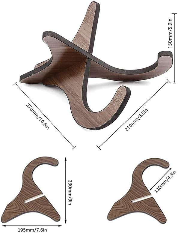 Aebor Portable Wooden Ukelele Stand Holder, Portable Wood Ukulele Stand for Small Guitar, Violin, Banjo, Mandolin(Dark Brown) - Image 2