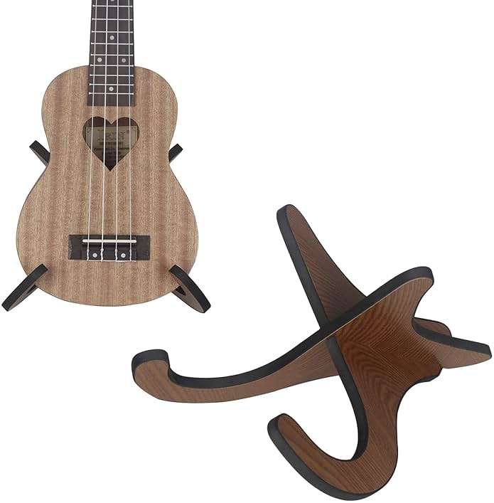 Aebor Portable Wooden Ukelele Stand Holder, Portable Wood Ukulele Stand for Small Guitar, Violin, Banjo, Mandolin(Dark Brown) - Image 3