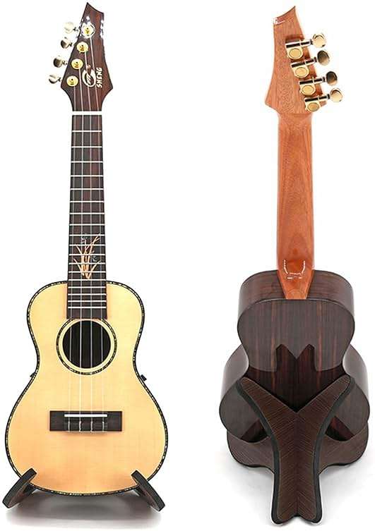 Aebor Portable Wooden Ukelele Stand Holder, Portable Wood Ukulele Stand for Small Guitar, Violin, Banjo, Mandolin(Dark Brown) - Image 4