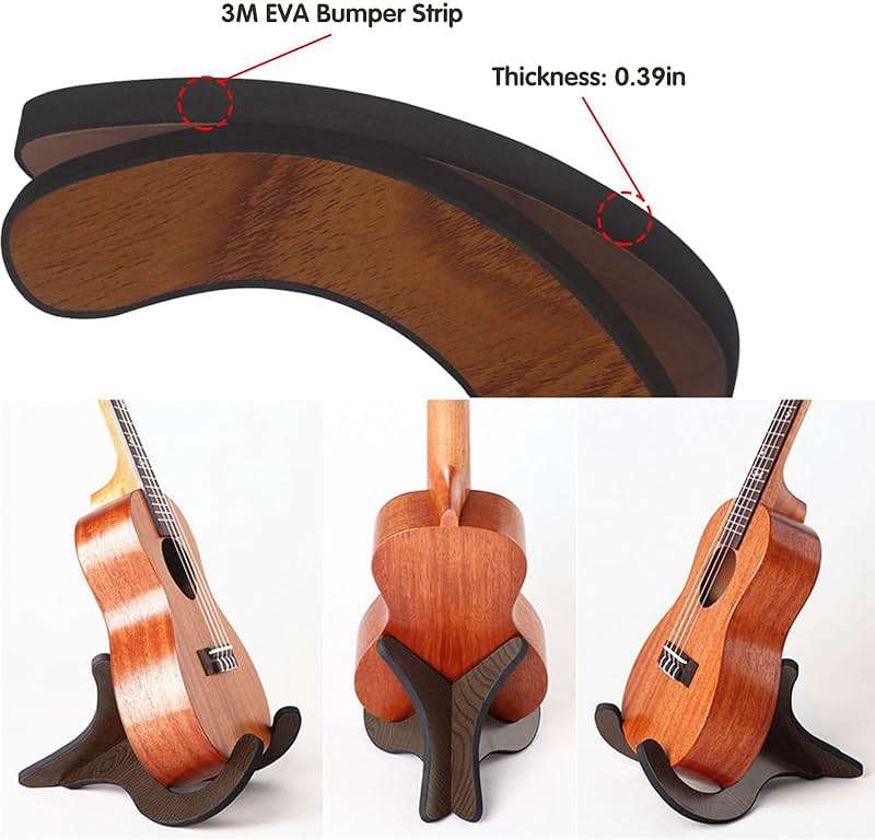 Aebor Portable Wooden Ukelele Stand Holder, Portable Wood Ukulele Stand for Small Guitar, Violin, Banjo, Mandolin(Dark Brown) - Image 5