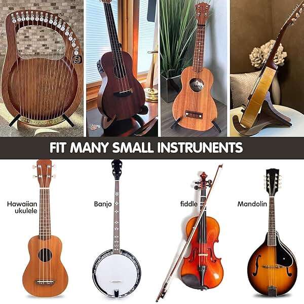 Aebor Portable Wooden Ukelele Stand Holder, Portable Wood Ukulele Stand for Small Guitar, Violin, Banjo, Mandolin(Dark Brown) - Image 6