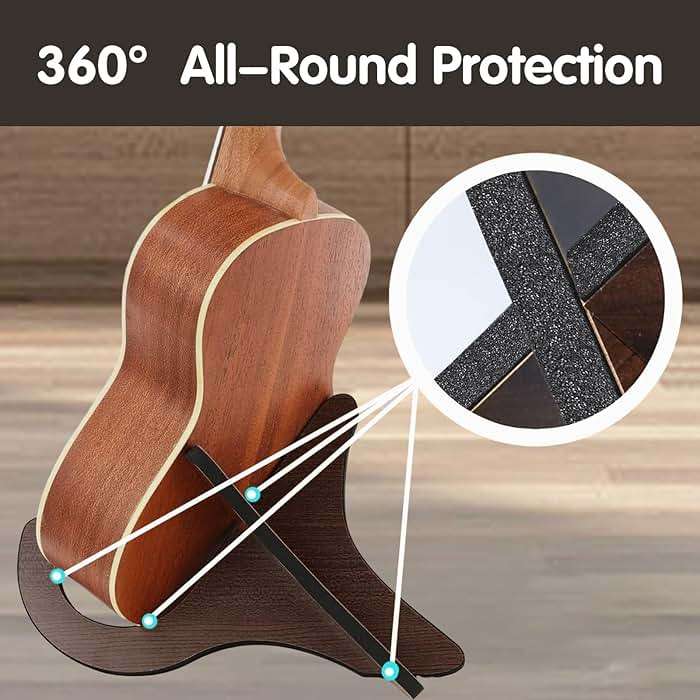 Aebor Portable Wooden Ukelele Stand Holder, Portable Wood Ukulele Stand for Small Guitar, Violin, Banjo, Mandolin(Dark Brown) - Image 7