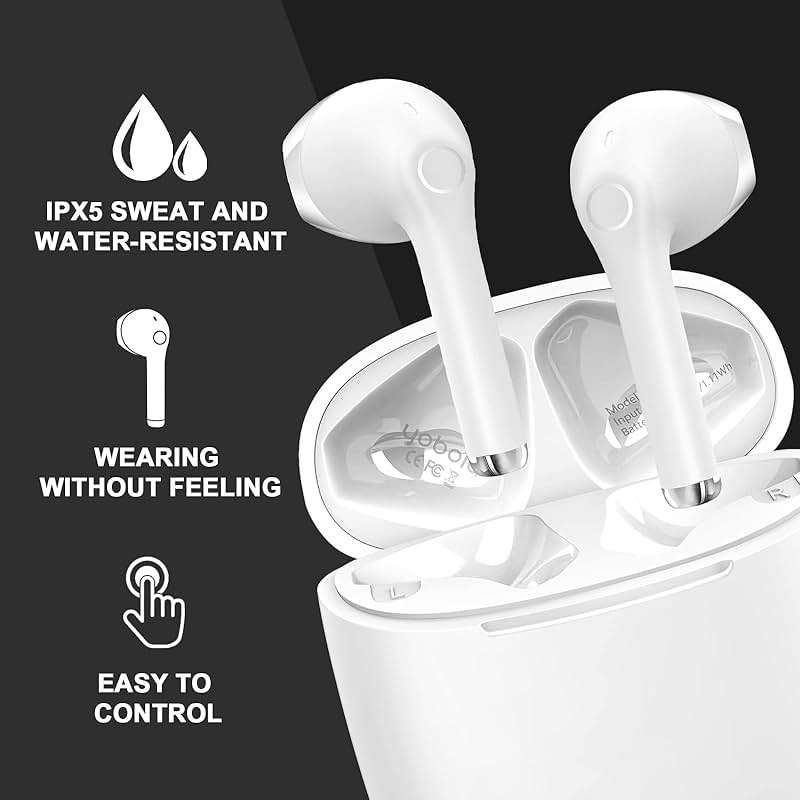 yobola Wireless Earbuds, Bluetooh Earbuds, Deep Bass Light Weight Mini Wireless Headphones for Running/Fitness, 25Hrs Playtime, Built-in Microphone, Touch Control, IPX5 Waterproof - Image 4