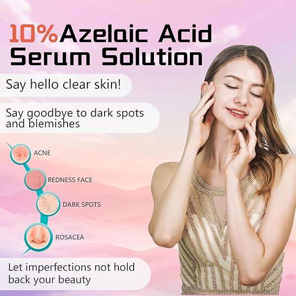 Azelaic Acid Serum Cream 10% Cystic Acne, Rosacea Treatment, Redness Relief, Hormonal Acne, Blemishes, Post-blemish Mark, Pore Refining, Sensitive Friendly Face & Back 1.59Oz - Image 2