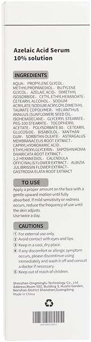 Azelaic Acid Serum Cream 10% Cystic Acne, Rosacea Treatment, Redness Relief, Hormonal Acne, Blemishes, Post-blemish Mark, Pore Refining, Sensitive Friendly Face & Back 1.59Oz - Image 6