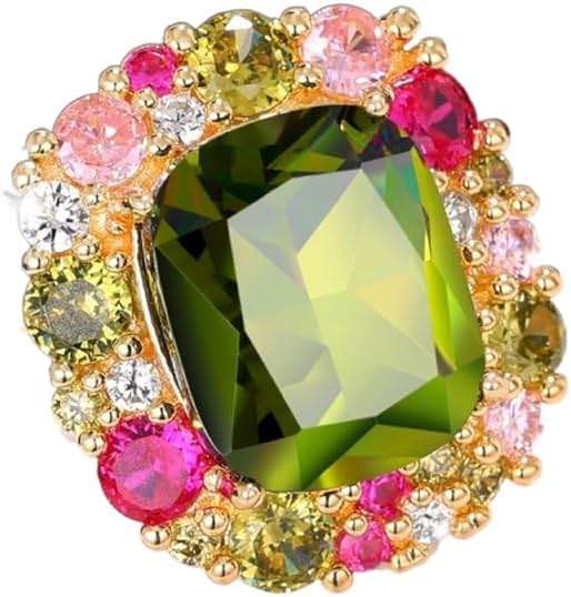 Viyuroyk 925 sterling silver Shiny multi-colored diamond Wedding ring Engagement ring Cubic Zirconia Diamond Rings Clothing, Shoes & Jewelry Women Jewelry Rings Statement - Image 1