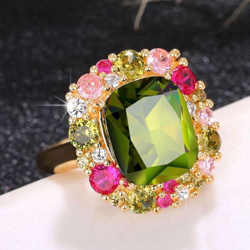 Viyuroyk 925 sterling silver Shiny multi-colored diamond Wedding ring Engagement ring Cubic Zirconia Diamond Rings Clothing, Shoes & Jewelry Women Jewelry Rings Statement - Image 2