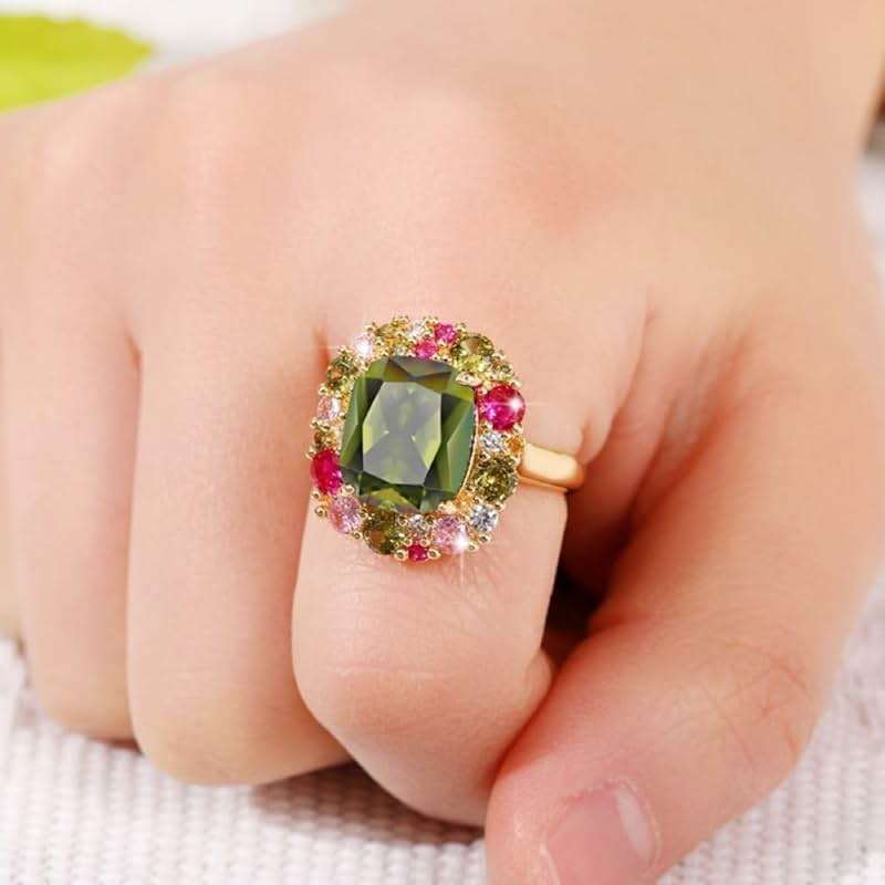 Viyuroyk 925 sterling silver Shiny multi-colored diamond Wedding ring Engagement ring Cubic Zirconia Diamond Rings Clothing, Shoes & Jewelry Women Jewelry Rings Statement - Image 3