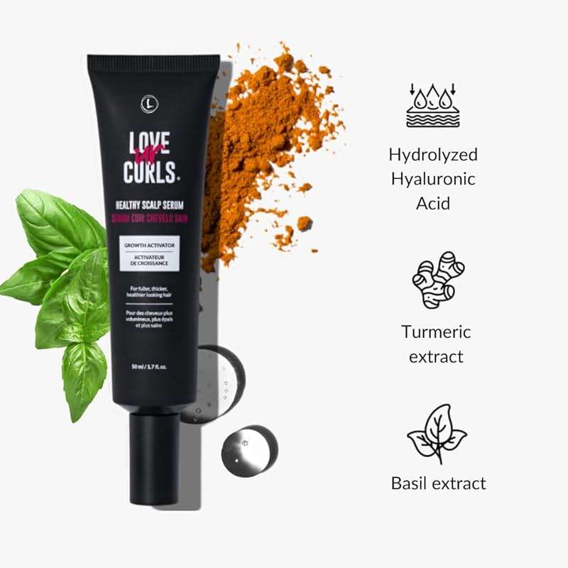 Love Ur Curls - Healthy Scalp Serum Growth Hair Activator, Turmeric & Basil Extracts for Deep Moisturizing and Thicker Full Hair, Vegan, 50mL - Image 4