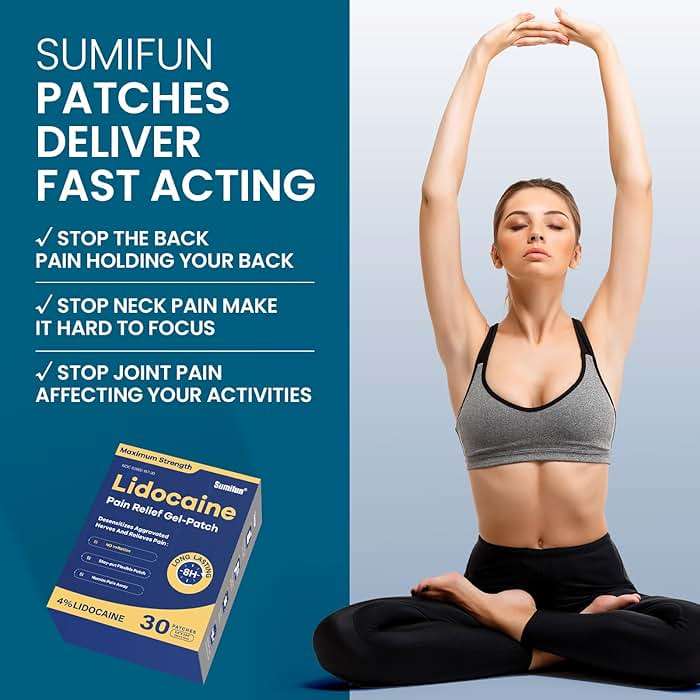 Sumifun 4% Lidocaine Pain Relief Patches 30 Count Maximum Strength Numbing Gel Patch for Back Knee Neck Joint Ache Muscle Soreness Topical Analgesic - Image 3