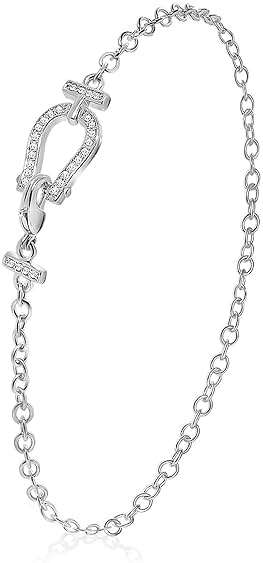 S.L JEWELERY S Horseshoe Bracelet for Women Copper with Cubic Zirconia,Horse Bracelet Jewelry for Mother Wife Sister Wedding Birthday,7.5" - Image 1