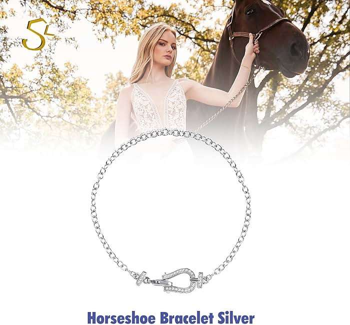 S.L JEWELERY S Horseshoe Bracelet for Women Copper with Cubic Zirconia,Horse Bracelet Jewelry for Mother Wife Sister Wedding Birthday,7.5" - Image 2
