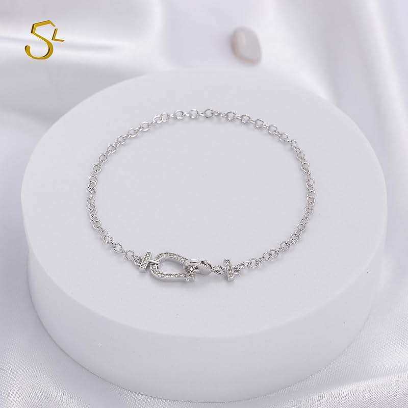 S.L JEWELERY S Horseshoe Bracelet for Women Copper with Cubic Zirconia,Horse Bracelet Jewelry for Mother Wife Sister Wedding Birthday,7.5" - Image 4