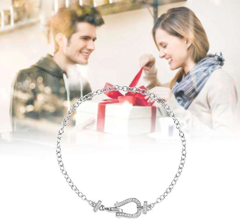 S.L JEWELERY S Horseshoe Bracelet for Women Copper with Cubic Zirconia,Horse Bracelet Jewelry for Mother Wife Sister Wedding Birthday,7.5" - Image 6