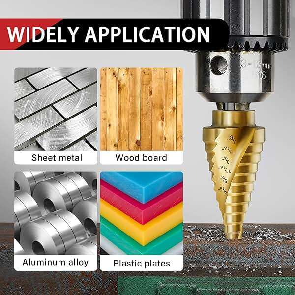 AIMLENTOOL 3PC Step Drill Bit Set, 1/4" Hex Shank High-Speed Steel Spiral Grooved Step Drill Bit for Sheet Aluminium Metal Wood Hole Drilling, 31 Step Sizes Taper Drill bit Set for DIY Lovers - Image 6