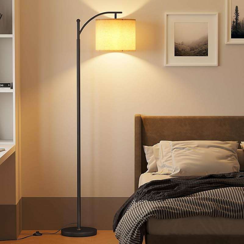 SUNMORY Arc Floor Lamp,Modern Floor Lamp with 3 Color Temperatures Bulb,Metal Standing Lamps with Adjustable Hanging Lampshade,Tall Floor Lamps for Living Room (Black) - Image 6