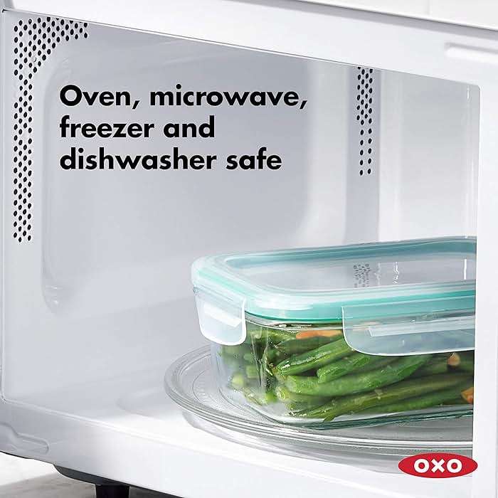 OXO Good Grips Smart Seal Glass Food Storage Containers - Rectangle (8 Cup) and Round (7 Cup) - Image 5