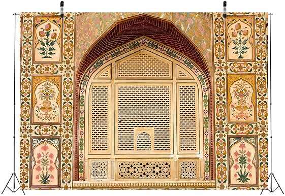 BELECO 7x5ft Fabric Indian Palace Backdrop India Jaipur Fort Religious Hindu Architecture Hinduism Background for Photograph Indian Themed Travel Party Decorations Baby Shower Photo Shooting Props - Image 3