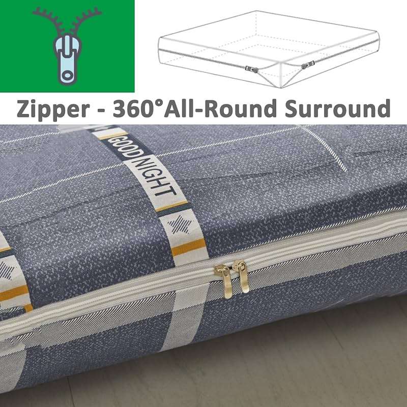 Futon Floor Mattress Cover Twin,100% Cotton Cover for Traditional Shikibuton Futon Mattress,Soft Washable Protective Cover Dust Cover with Zipper,Leaf,Twin/90x200cm - Image 6